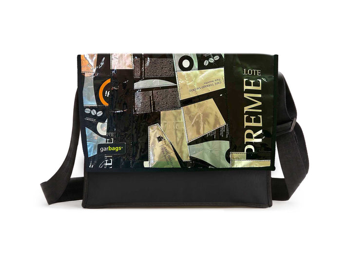 Messenger Bag XL coffee packages patchwork black & silver