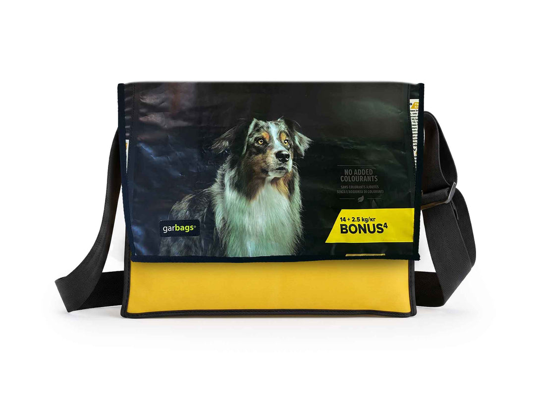 Messenger Bag XL pet food packages dog yellow & black