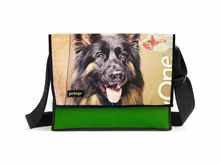 Messenger Bag XL pet food packages dog brown & green