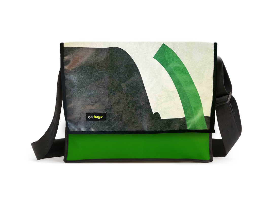 Messenger Bag XL publicity banner black, white & green