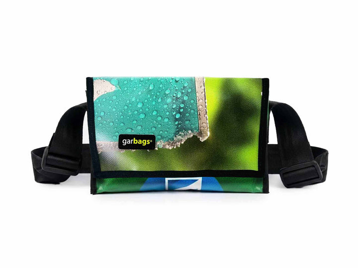 messenger bag / bike handlebar XS publicity banner blue & green drops