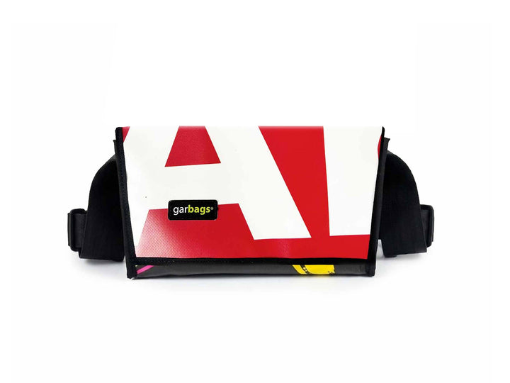 messenger bag / bike handlebar XS publicity banner red & black letters