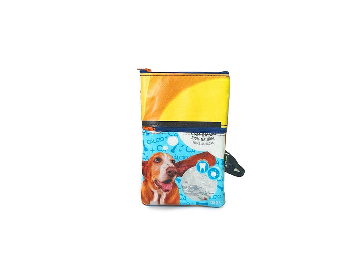 Crossbody Phone bag pet food package blue & white