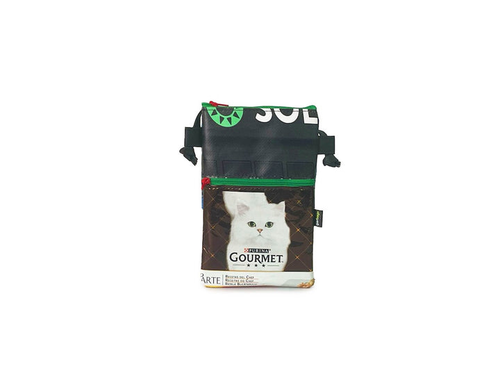 Crossbody Phone bag pet food package white cat