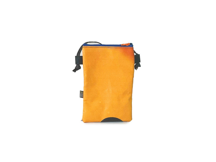 Crossbody Phone bag pet food package grey, blue & yellow
