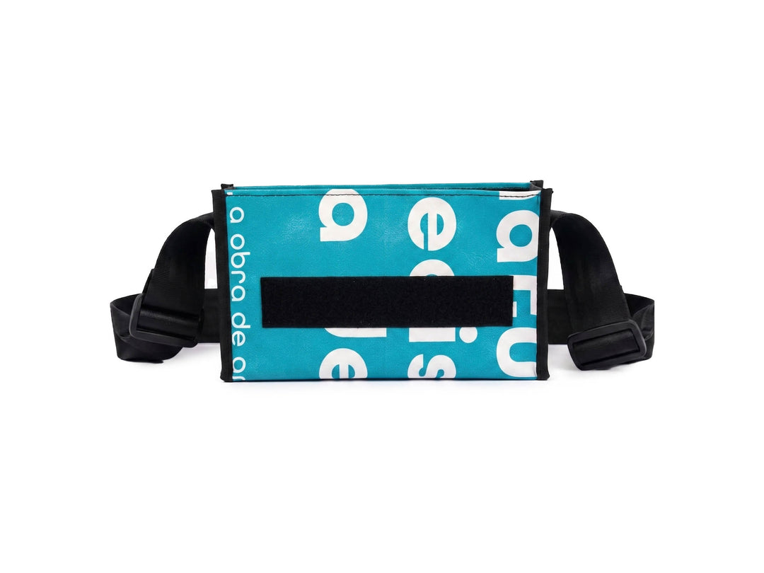 messenger bag / bike handlebar base XS blue white letters