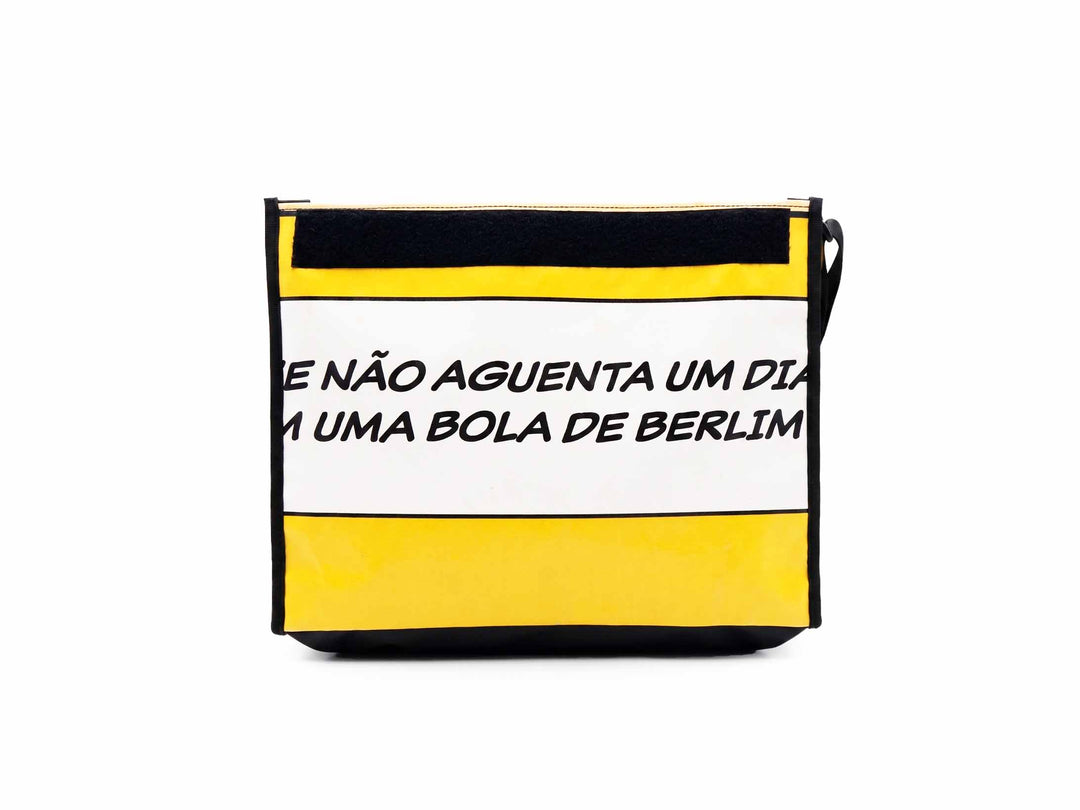 messenger bag base XL publicity banner yellow & white comics