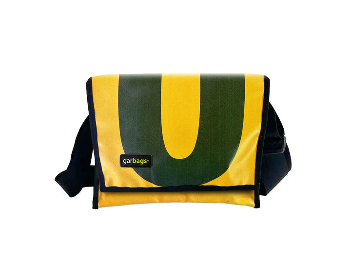 messenger bag M publicity banners green & yellow