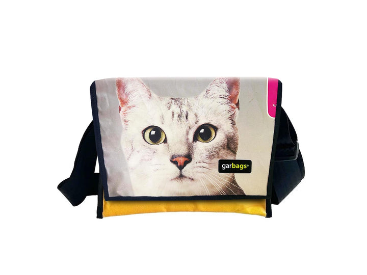 messenger bag M cat food packages cream & yellow