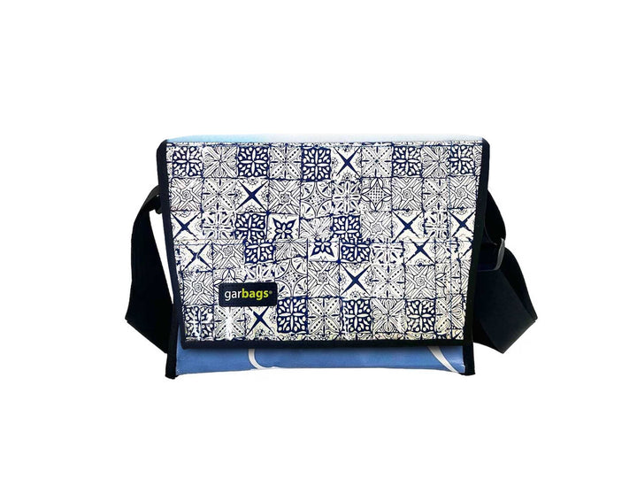 messenger bag M coffee packages portuguese tiles blue
