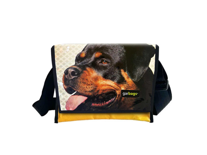messenger bag M dog food packages beige & yellow