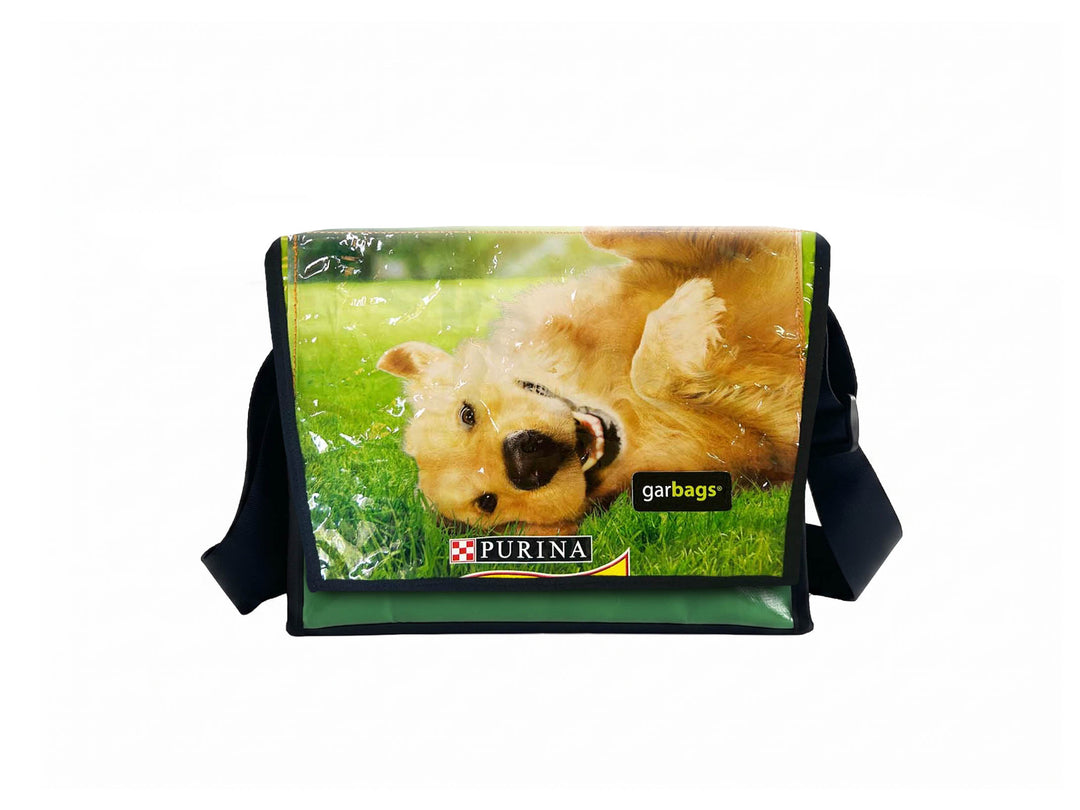 messenger bag M dog food packages green