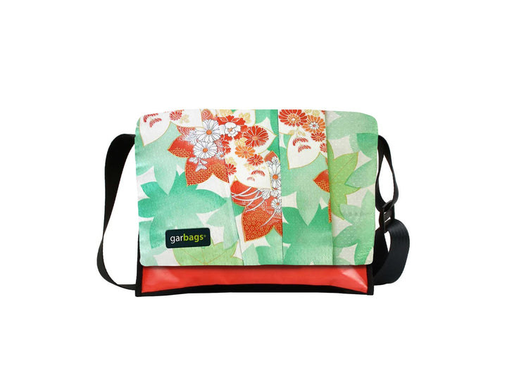 messenger bag M kimono & publicity banner red & green leaves