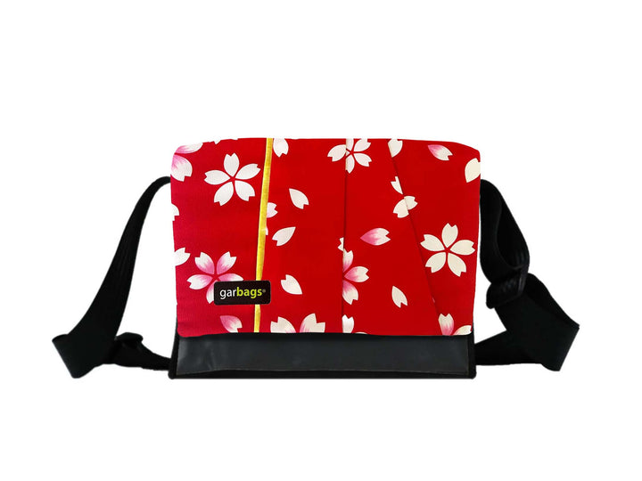 messenger bag M kimono & publicity banner red & black sakura