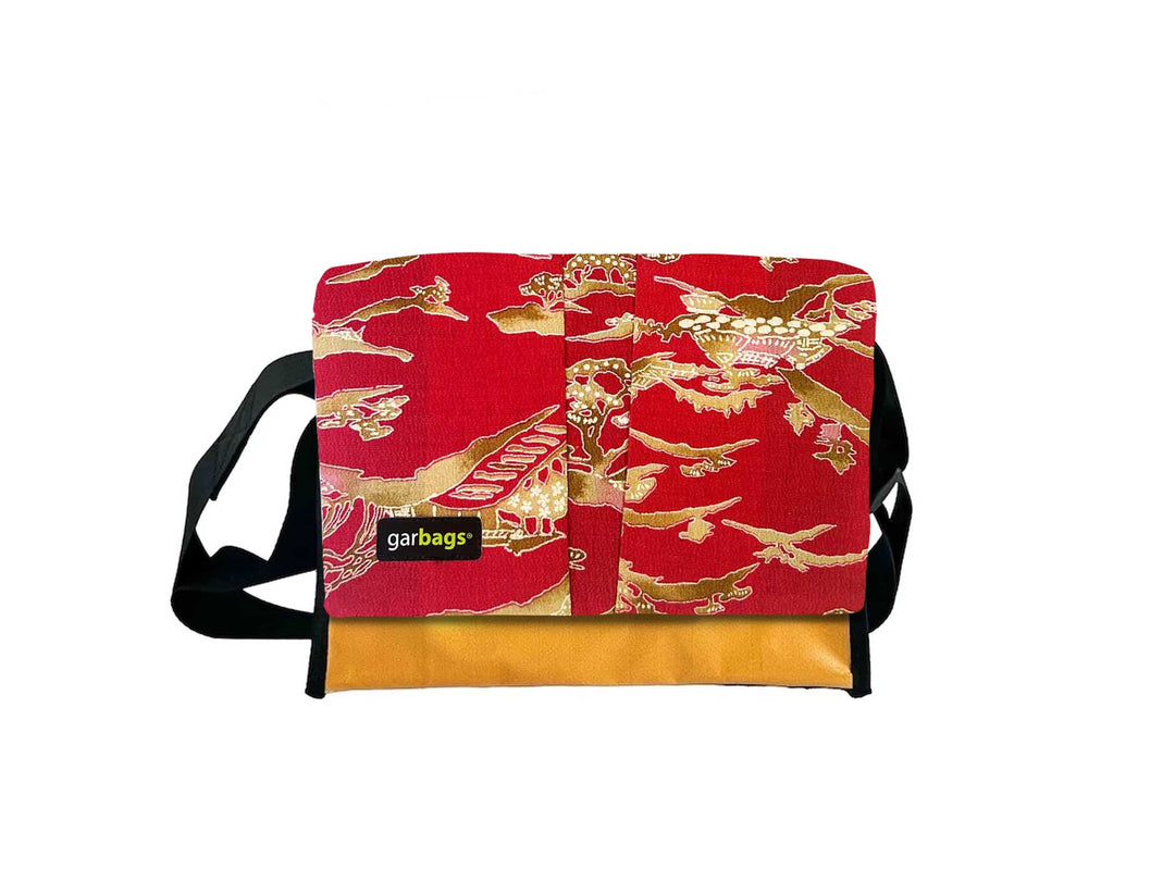 messenger bag M kimono & publicity banner red & yellow pattern