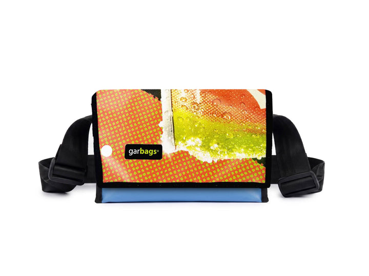 messenger bag / bike handlebar XS publicity banner orange & blue pattern