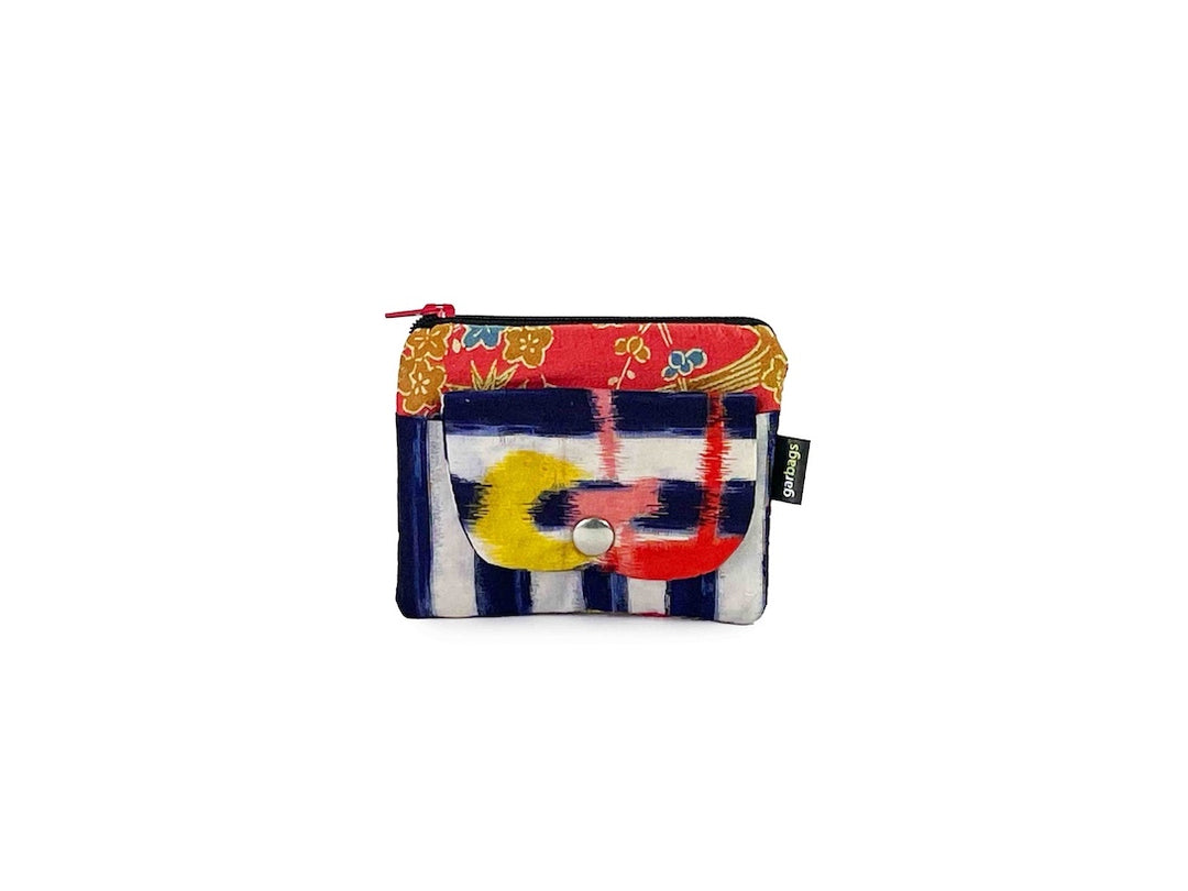 pop purse kimono blue, red & yellow