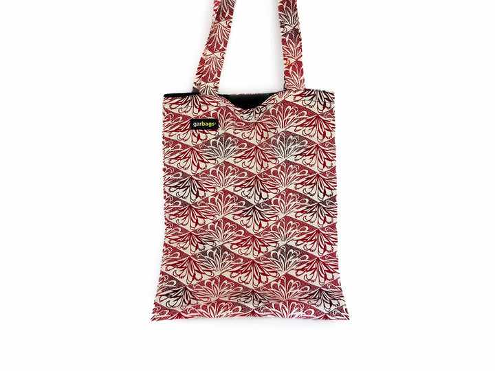 shopping bag red & white kimono
