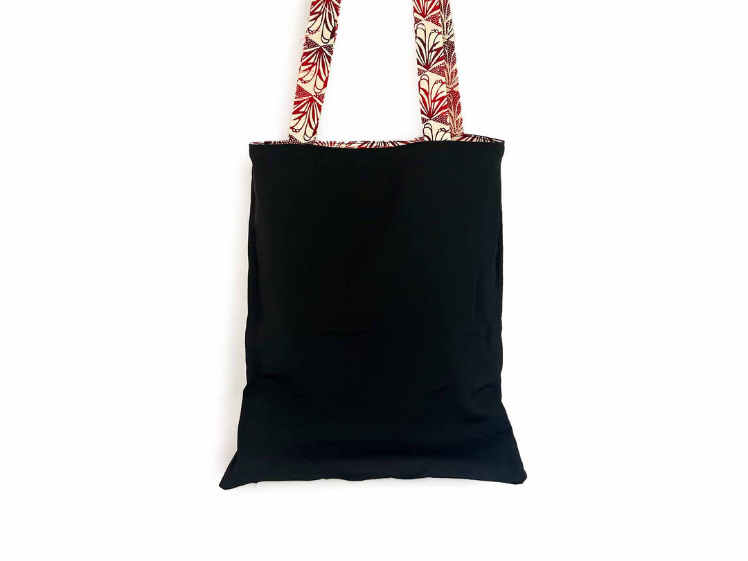 shopping bag red & white kimono