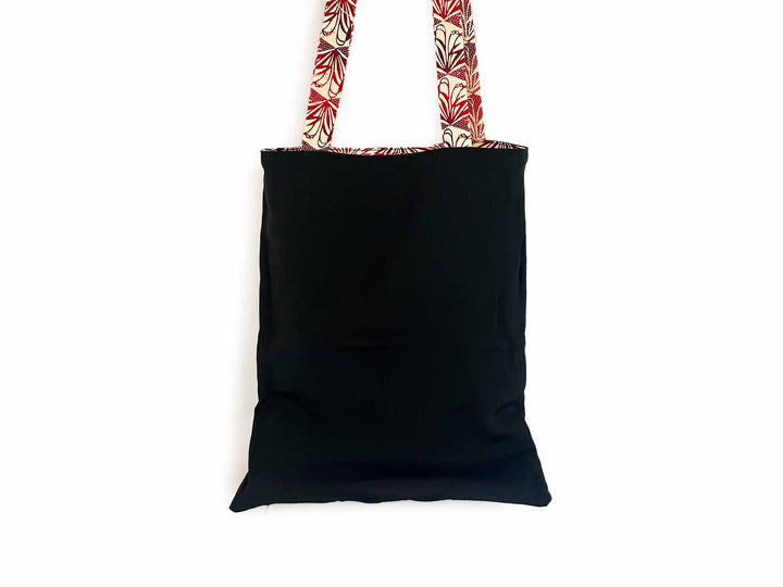 shopping bag red & white kimono