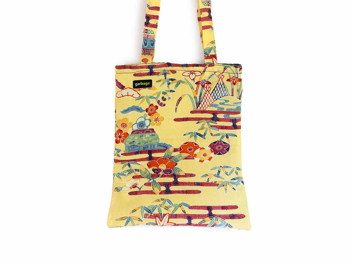 shopping bag yellow & green kimono
