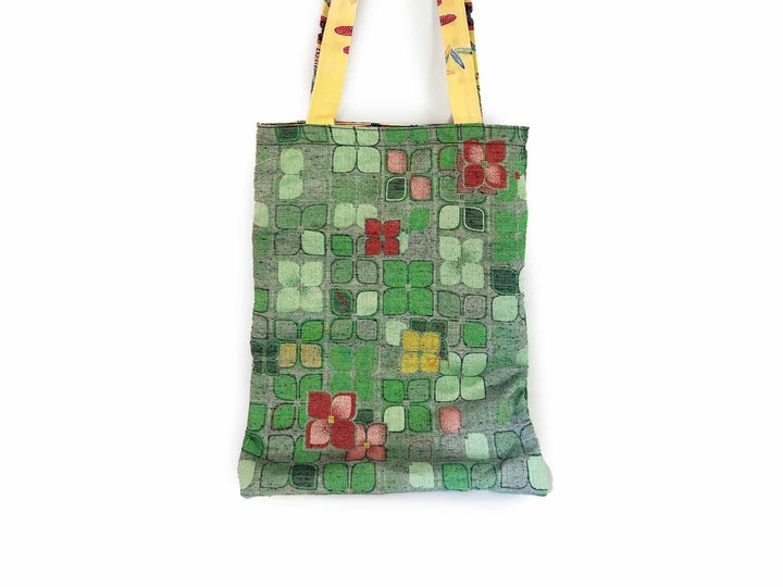 shopping bag yellow & green kimono