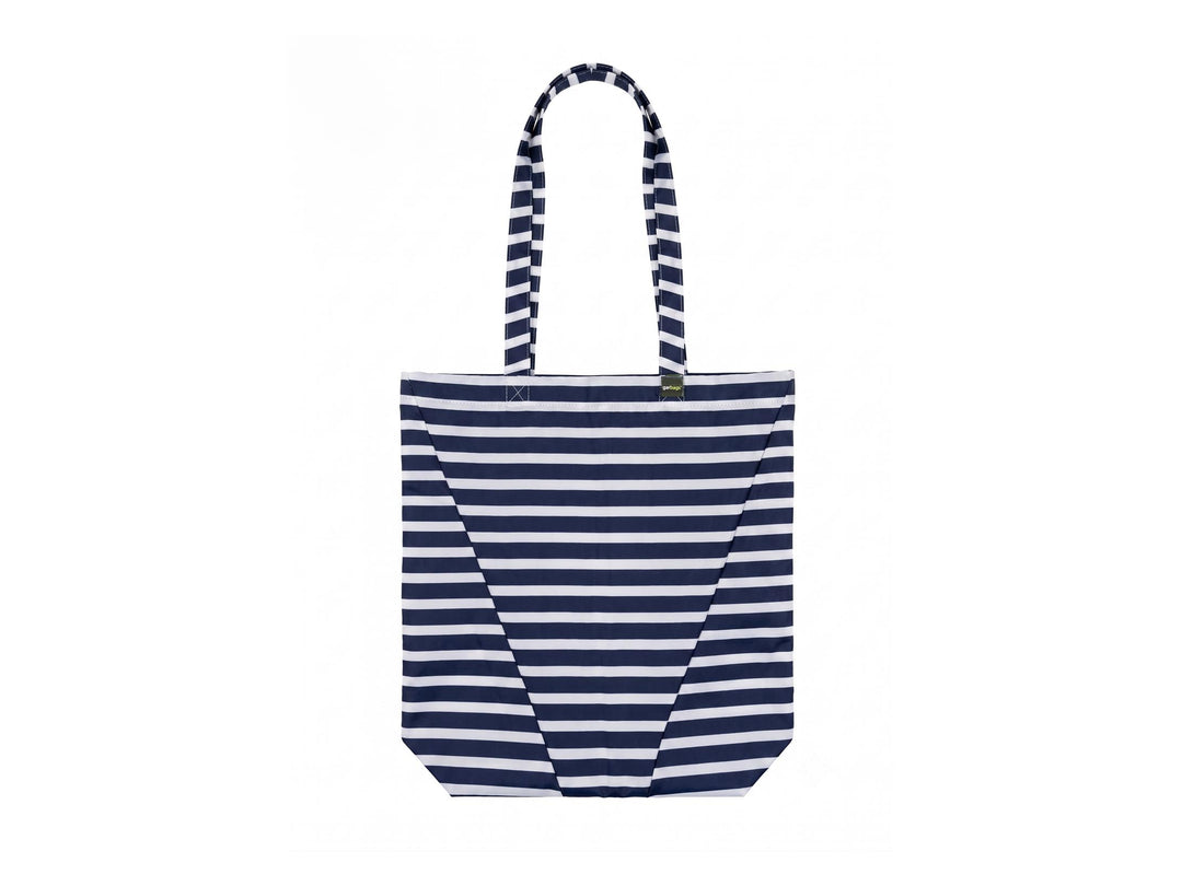 shopping bag umbrella blue & white stripes