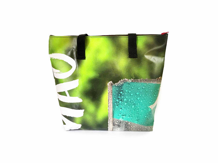 shopping bag with clutch publicity banner red & orange
