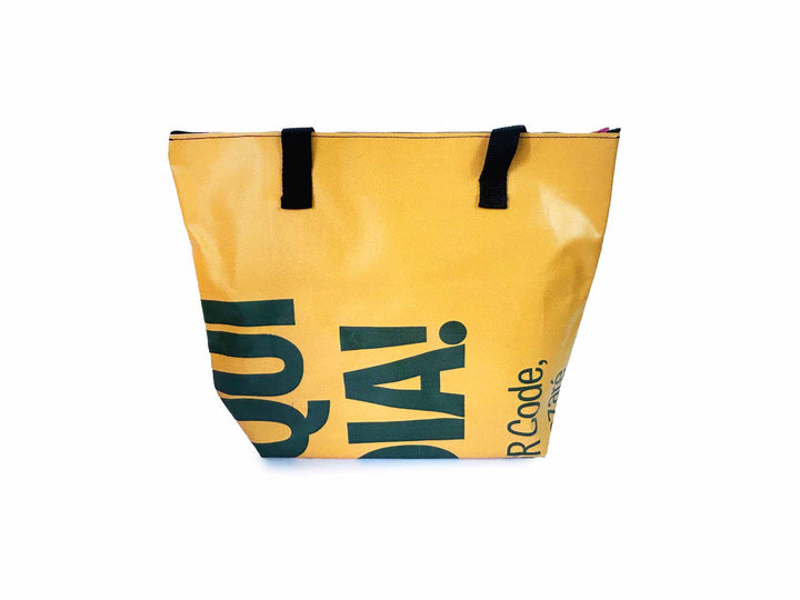 shopping bag with clutch publicity banner yellow & red