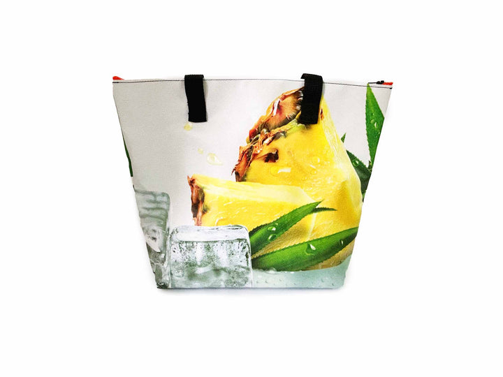 shopping bag with clutch publicity banner white pineapple