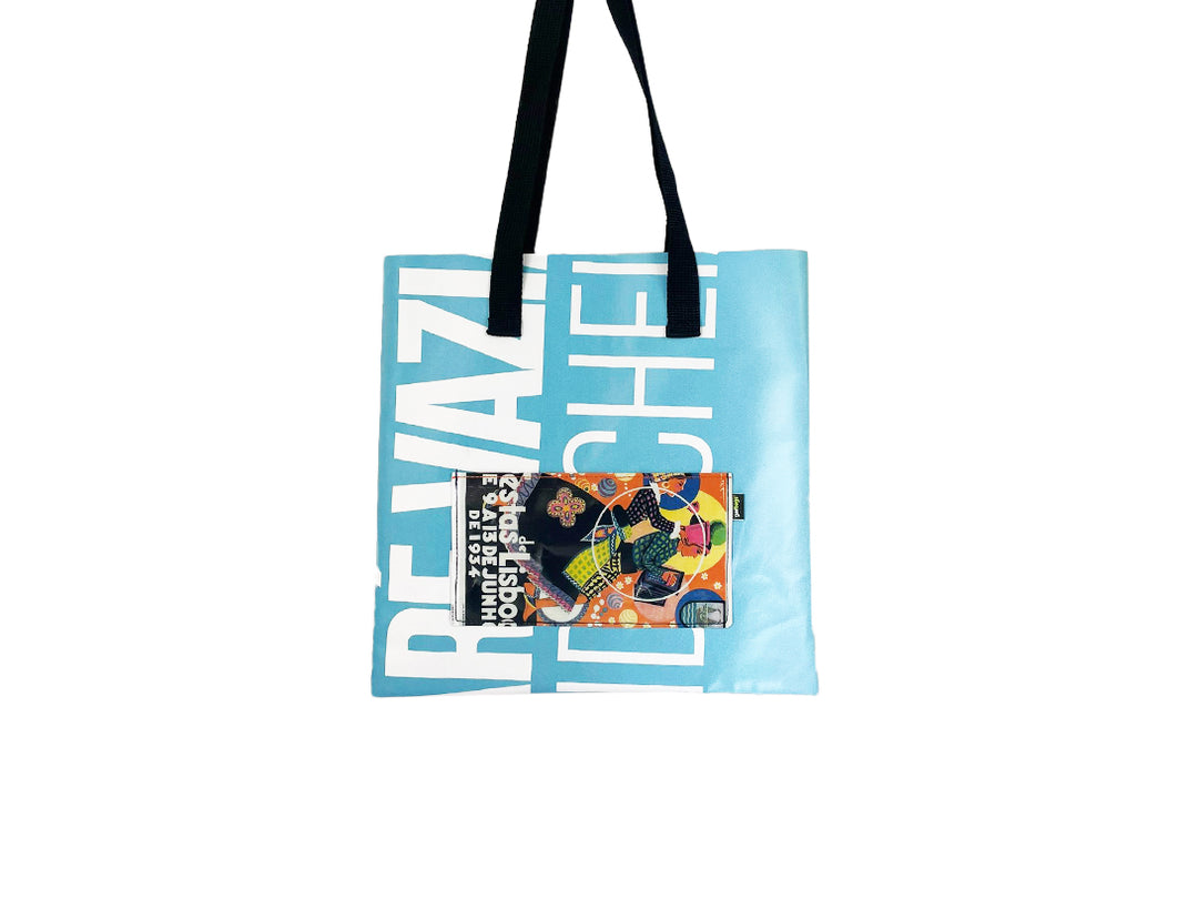 shopping bag lisbon festas blue & white