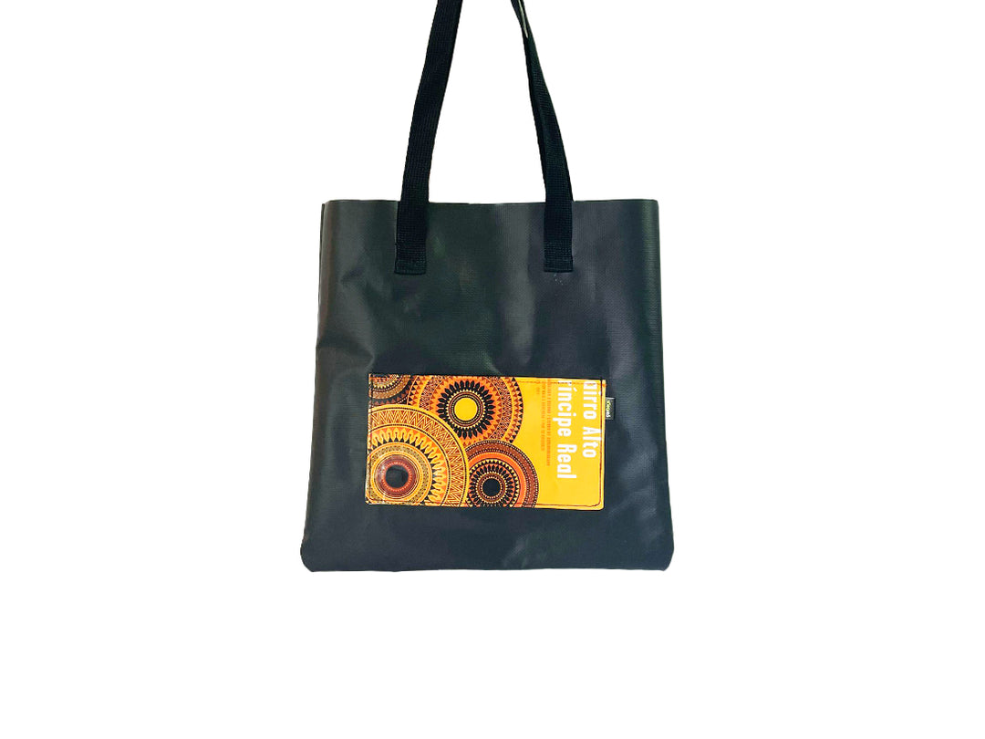 shopping bag lisbon motifs yellow & black