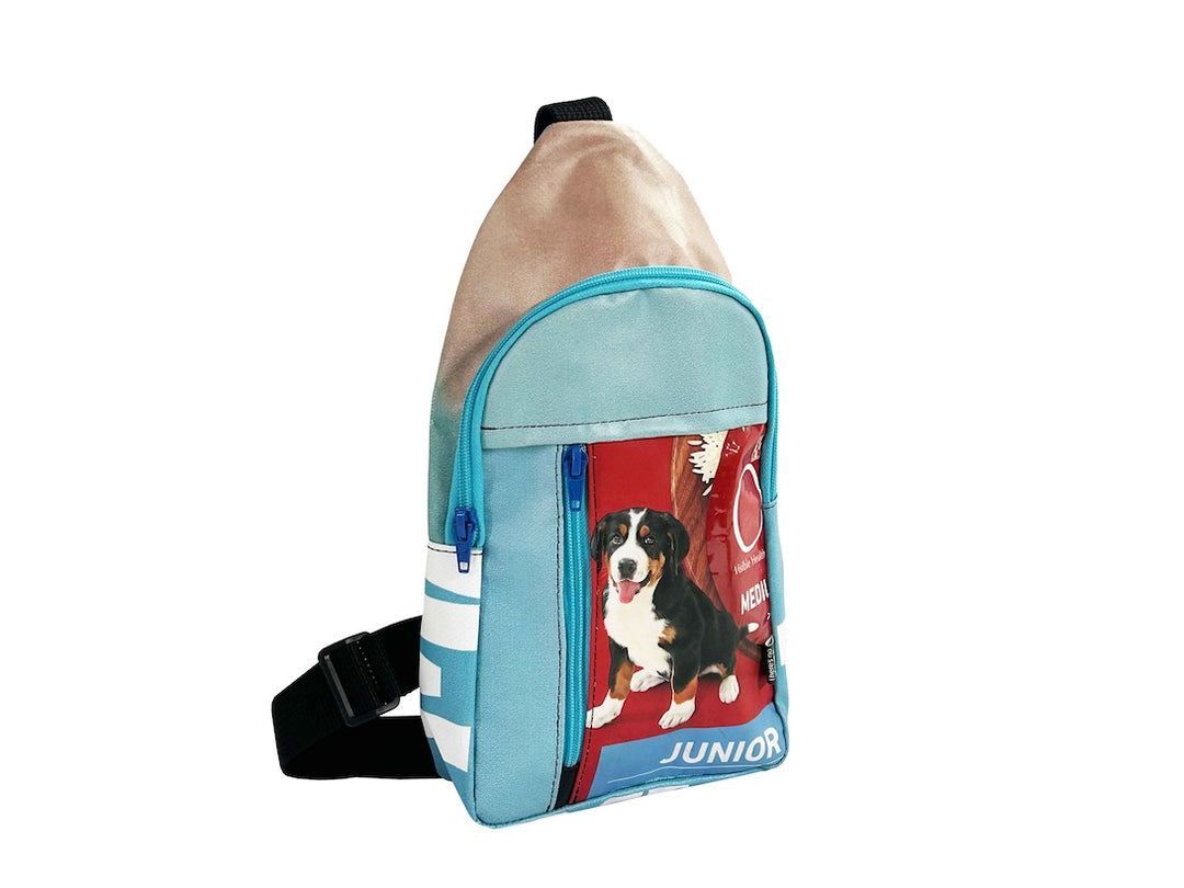 shoulder bag dog food package light blue
