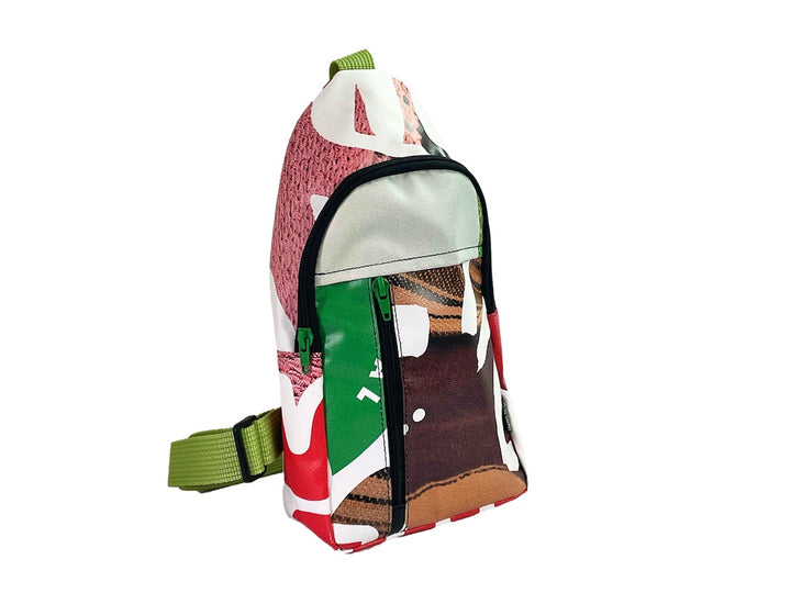 shoulder bag publicity banner brown, white & green