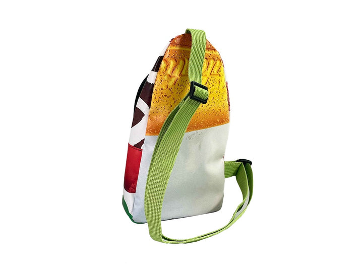 shoulder bag publicity banner brown, white & green