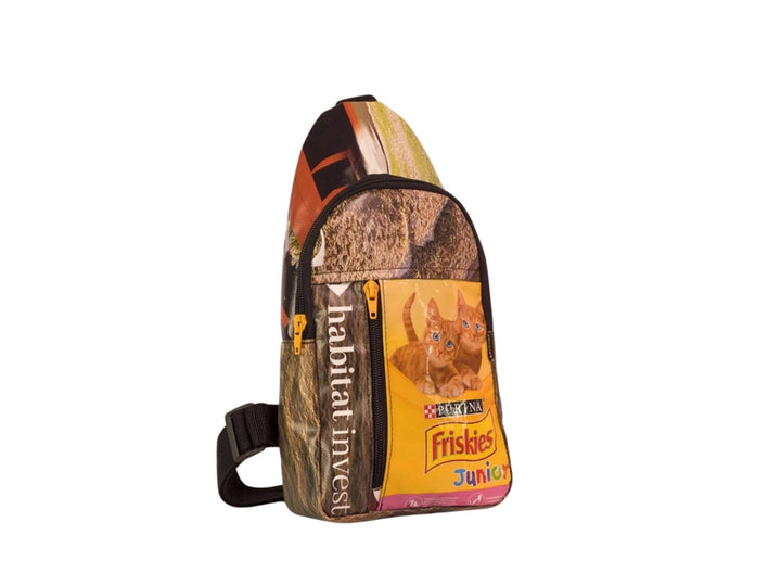shoulder bag cat food package orange & brown