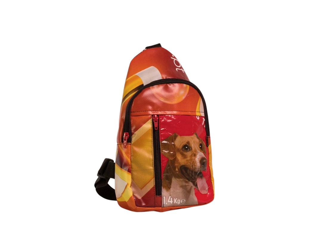 shoulder bag dog food package orange & red