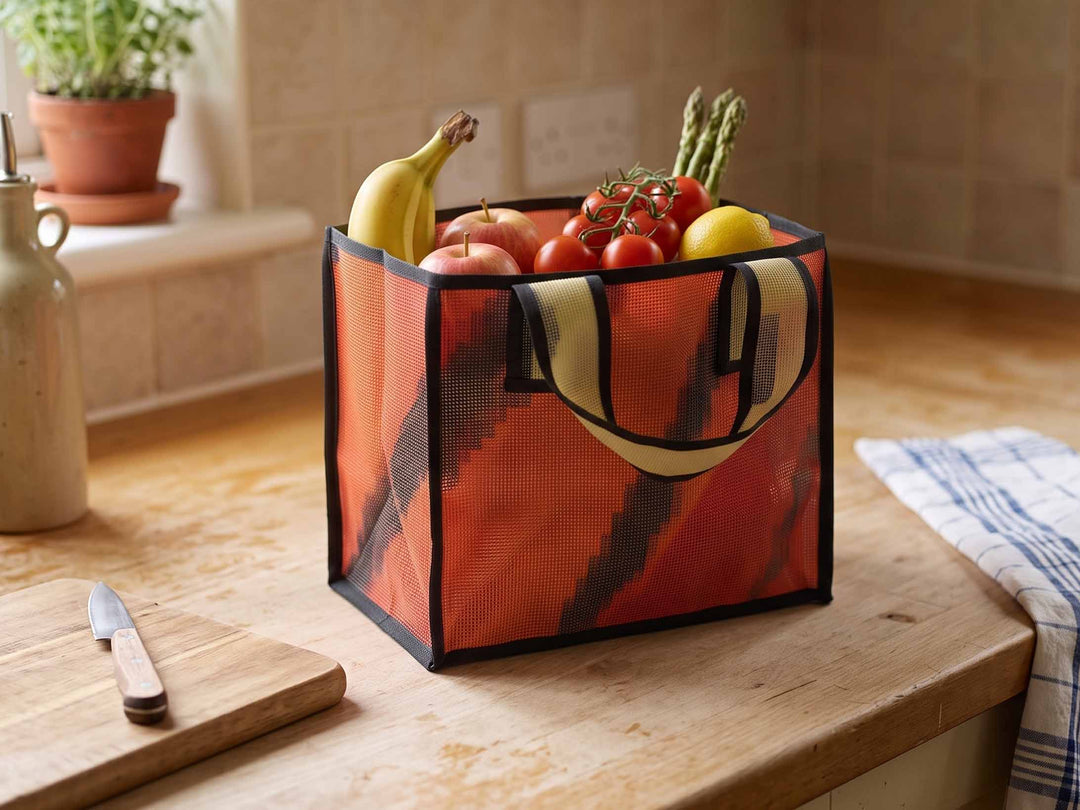 eco storage tote s publicity banner red & black
