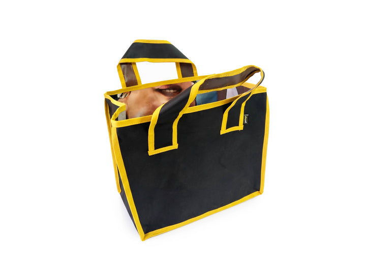 eco storage tote s publicity banner black & yellow