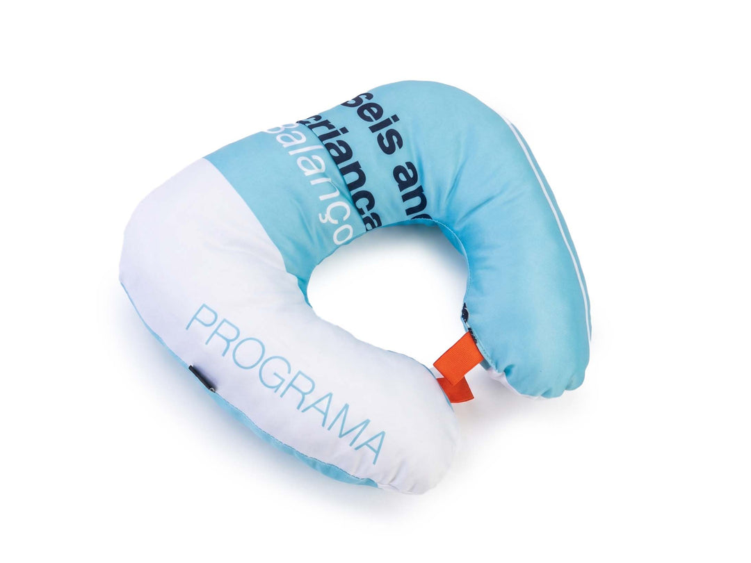 eco travel pillow publicity fabrics blue & white