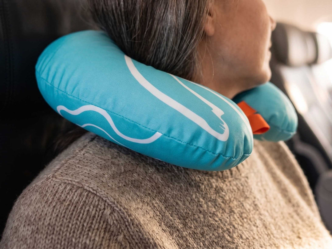 eco travel pillow publicity fabrics blue