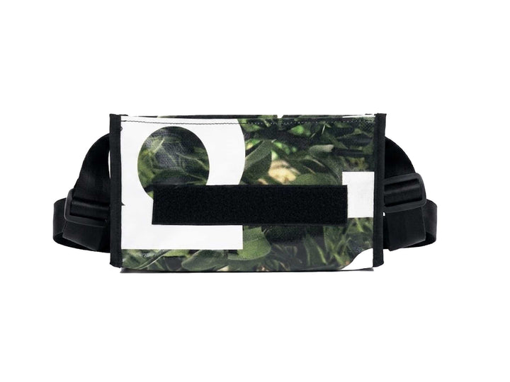 messenger bag / bike handlebar base green & white letters