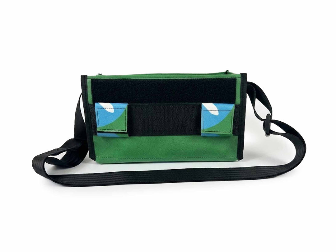 messenger bag / bike handlebar base green & blue