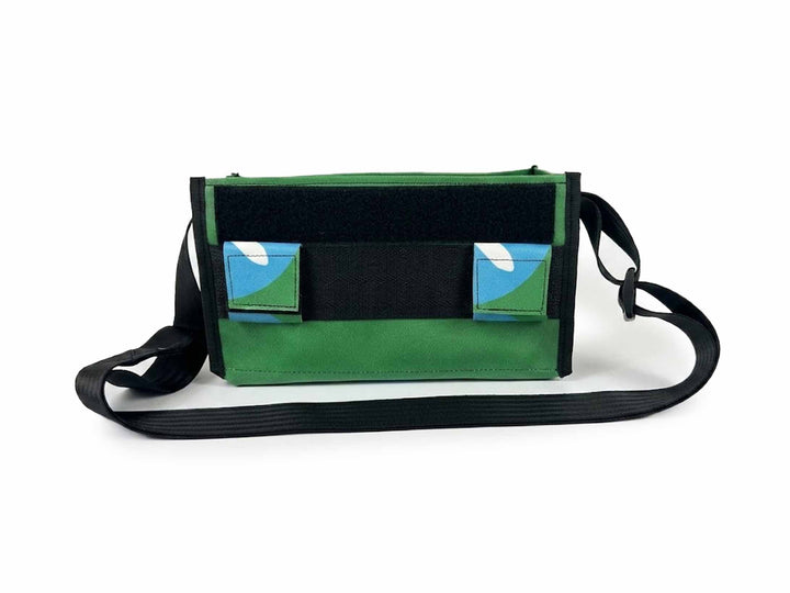 messenger bag / bike handlebar base green & blue