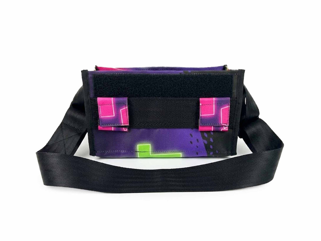 messenger bag / bike handlebar base XS purple, pink & green