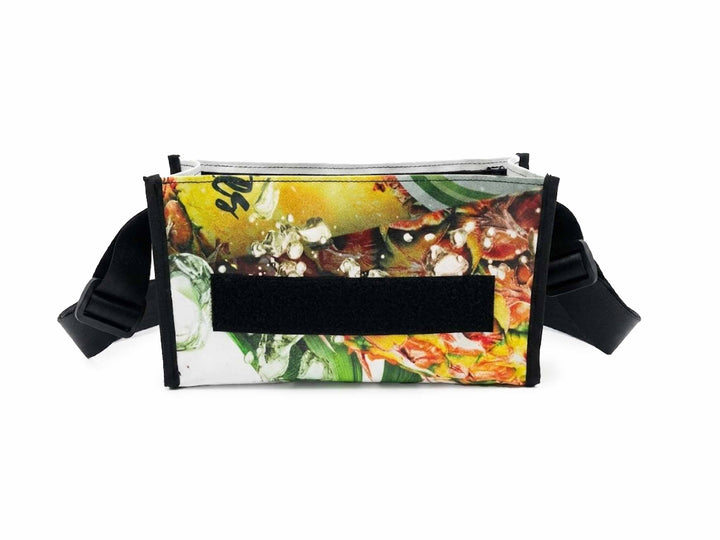 messenger bag / bike handlebar base white & green pineapple