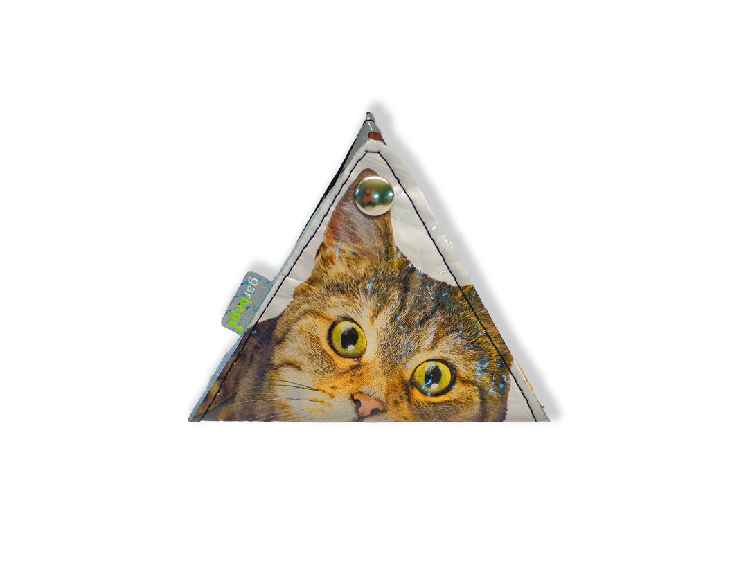 triangle purse cat food package white