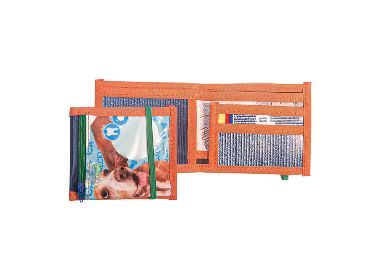 document holder dog food package orange & blue