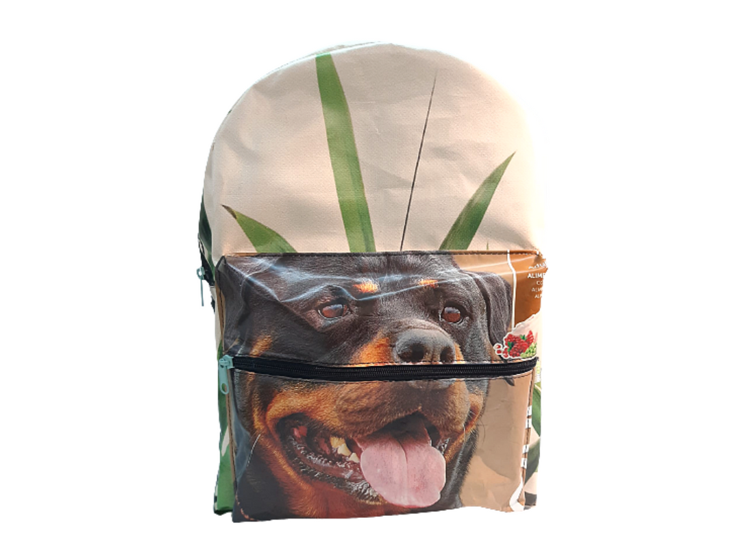 backpack school publicity banner & dog food package rottweiler beige