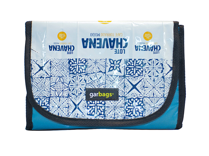 handlebar bag coffee package blue tiles